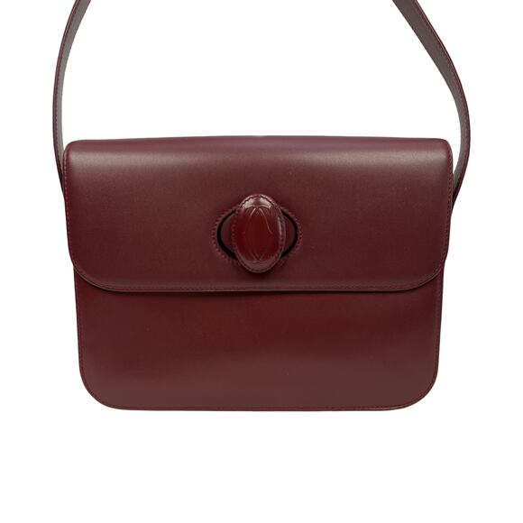 Cartier Must de Cartier Bordeaux Leather Shoulder Bag with Authenticity Card - Picture 1 of 16